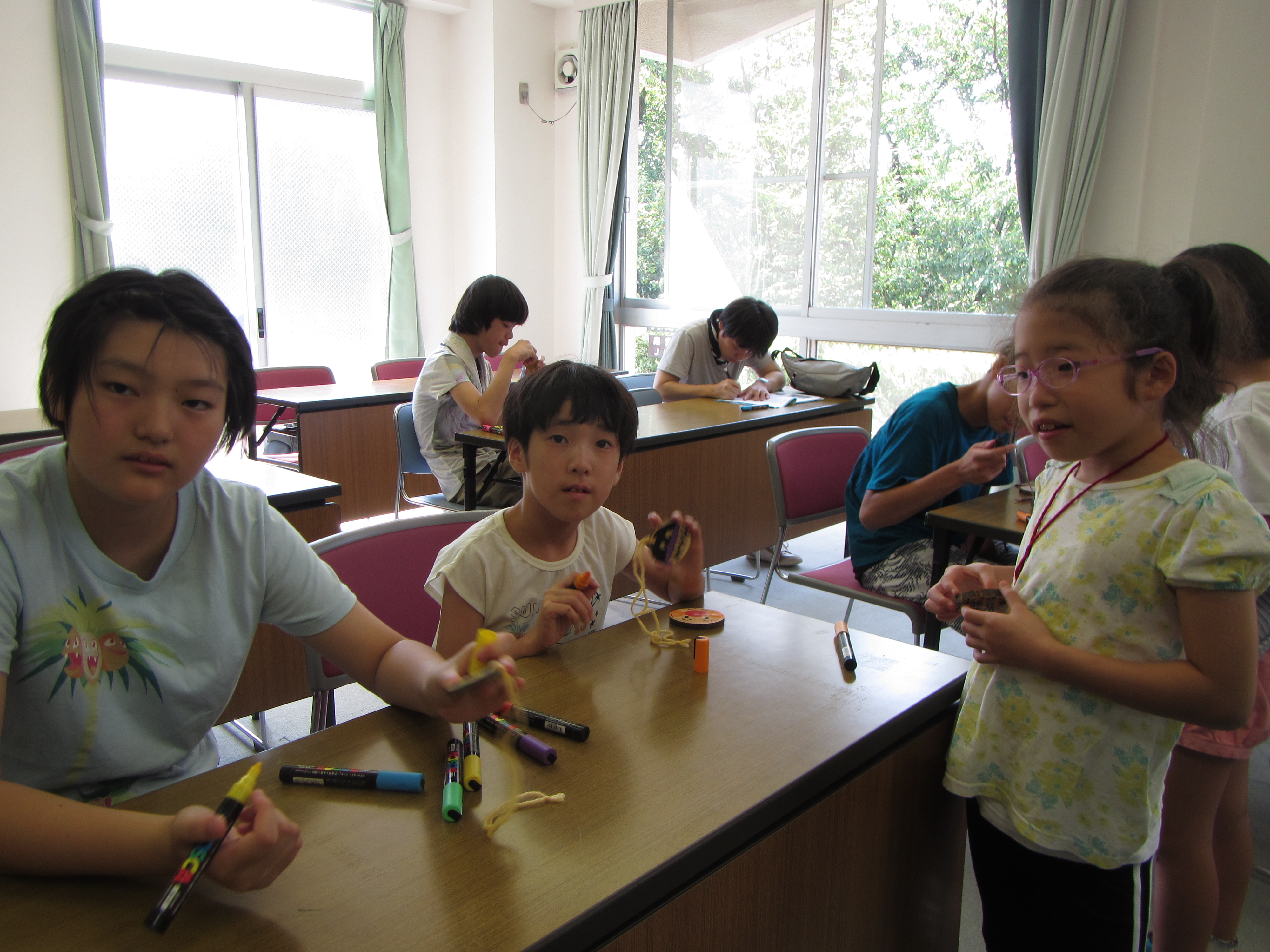 夏合宿　木のペンダント作成。